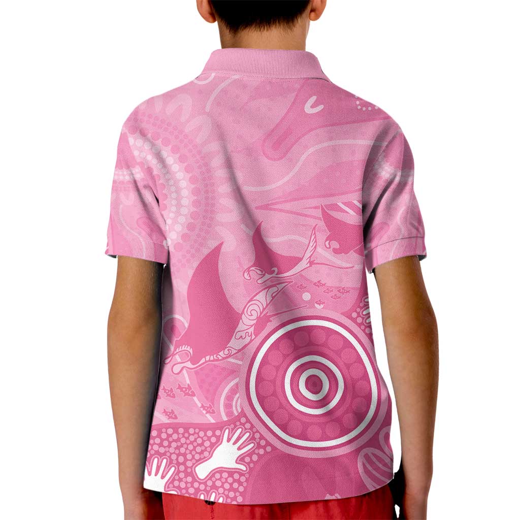 Australia Breast Cancer Awareness Kid Polo Shirt Pink Ribbon Manta Ray Aboriginal Art - Vibe Hoodie