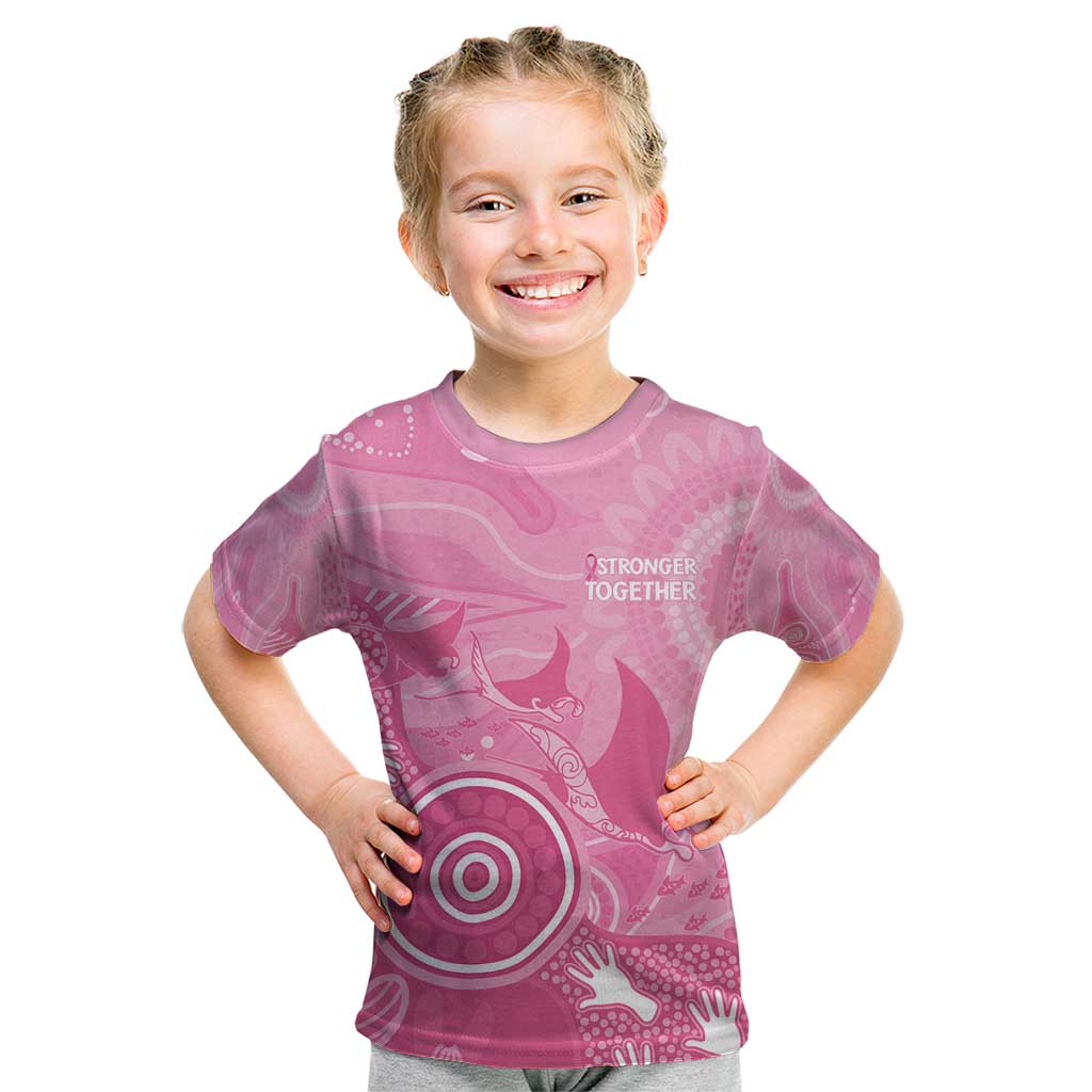 Australia Breast Cancer Awareness Kid T Shirt Pink Ribbon Manta Ray Aboriginal Art - Vibe Hoodie