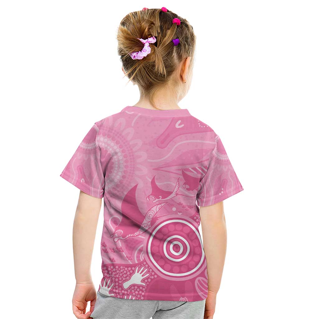 Australia Breast Cancer Awareness Kid T Shirt Pink Ribbon Manta Ray Aboriginal Art - Vibe Hoodie