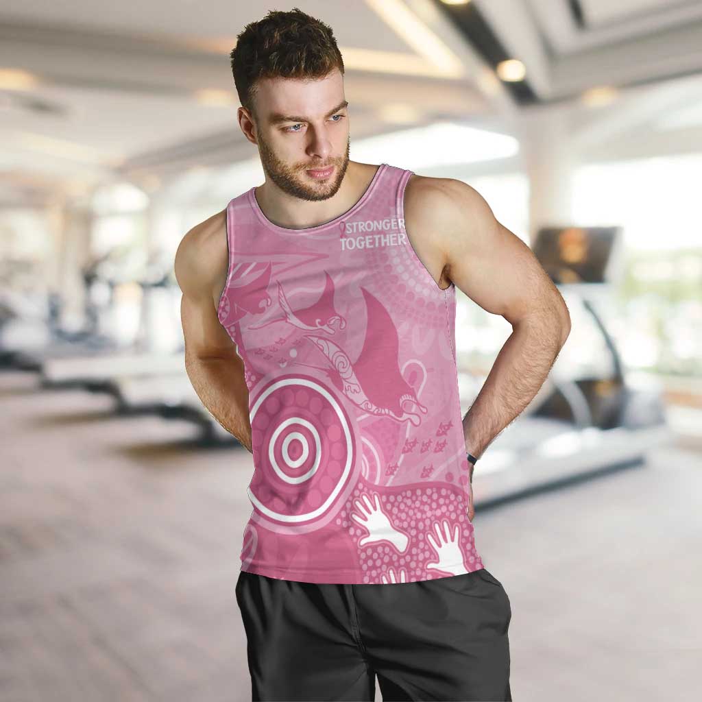 Australia Breast Cancer Awareness Men Tank Top Pink Ribbon Manta Ray Aboriginal Art - Vibe Hoodie