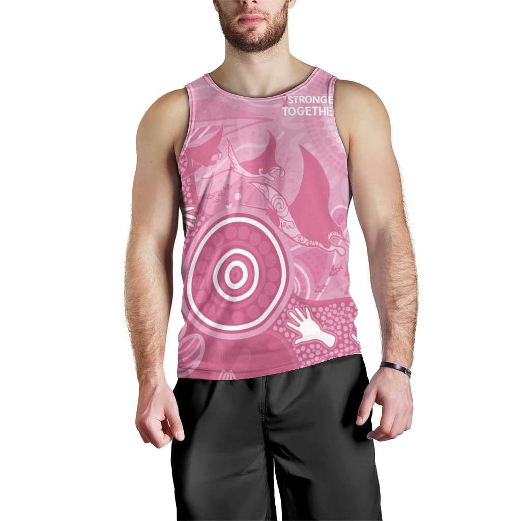 Australia Breast Cancer Awareness Men Tank Top Pink Ribbon Manta Ray Aboriginal Art - Vibe Hoodie