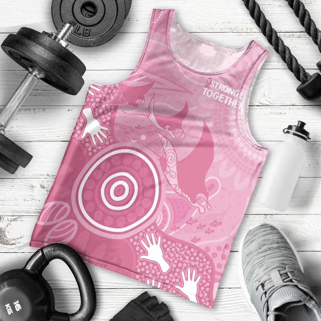Australia Breast Cancer Awareness Men Tank Top Pink Ribbon Manta Ray Aboriginal Art - Vibe Hoodie