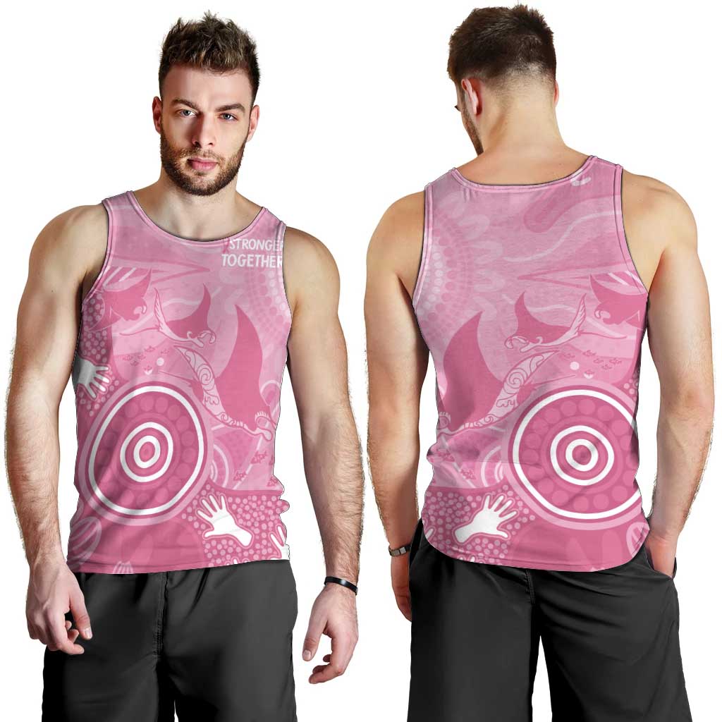 Australia Breast Cancer Awareness Men Tank Top Pink Ribbon Manta Ray Aboriginal Art - Vibe Hoodie