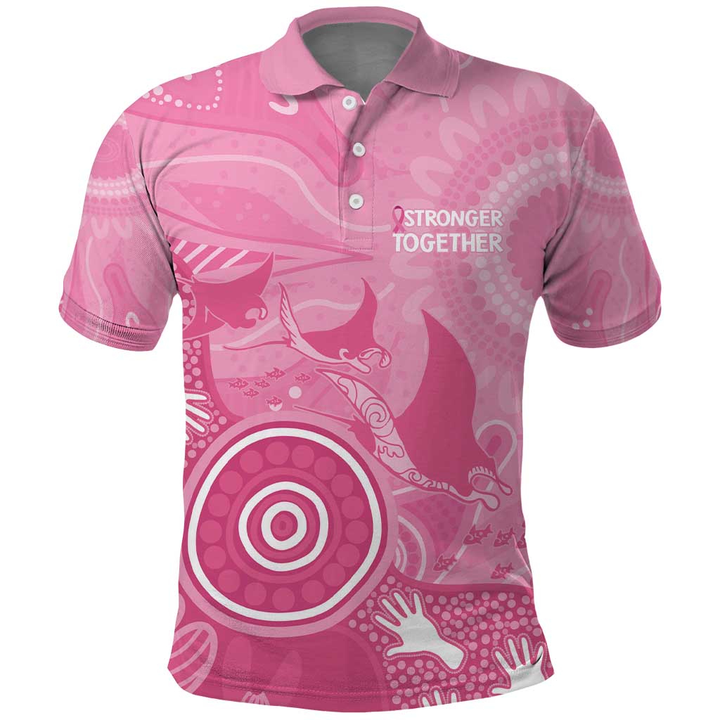 Australia Breast Cancer Awareness Polo Shirt Pink Ribbon Manta Ray Aboriginal Art - Vibe Hoodie