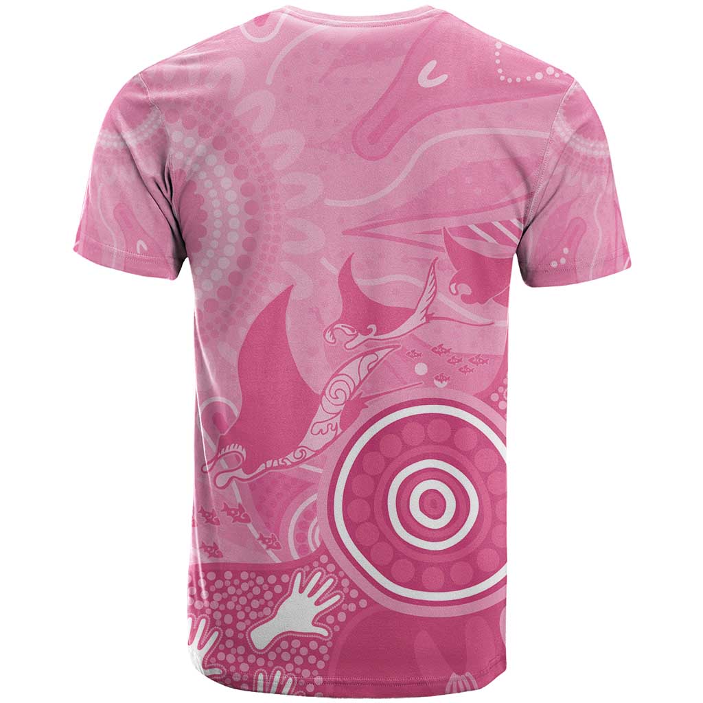 Australia Breast Cancer Awareness T Shirt Pink Ribbon Manta Ray Aboriginal Art - Vibe Hoodie