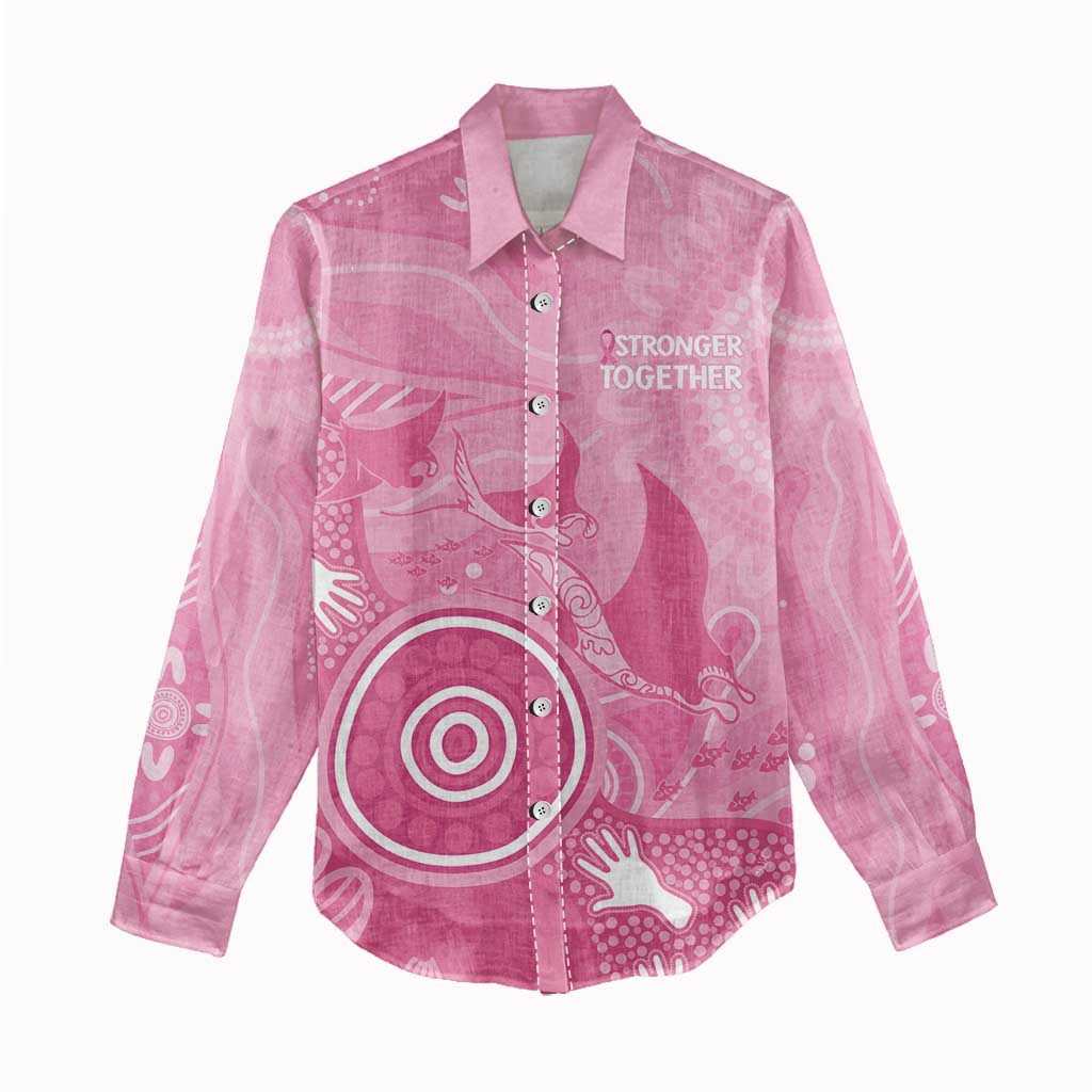 Australia Breast Cancer Awareness Women Casual Shirt Pink Ribbon Manta Ray Aboriginal Art - Vibe Hoodie