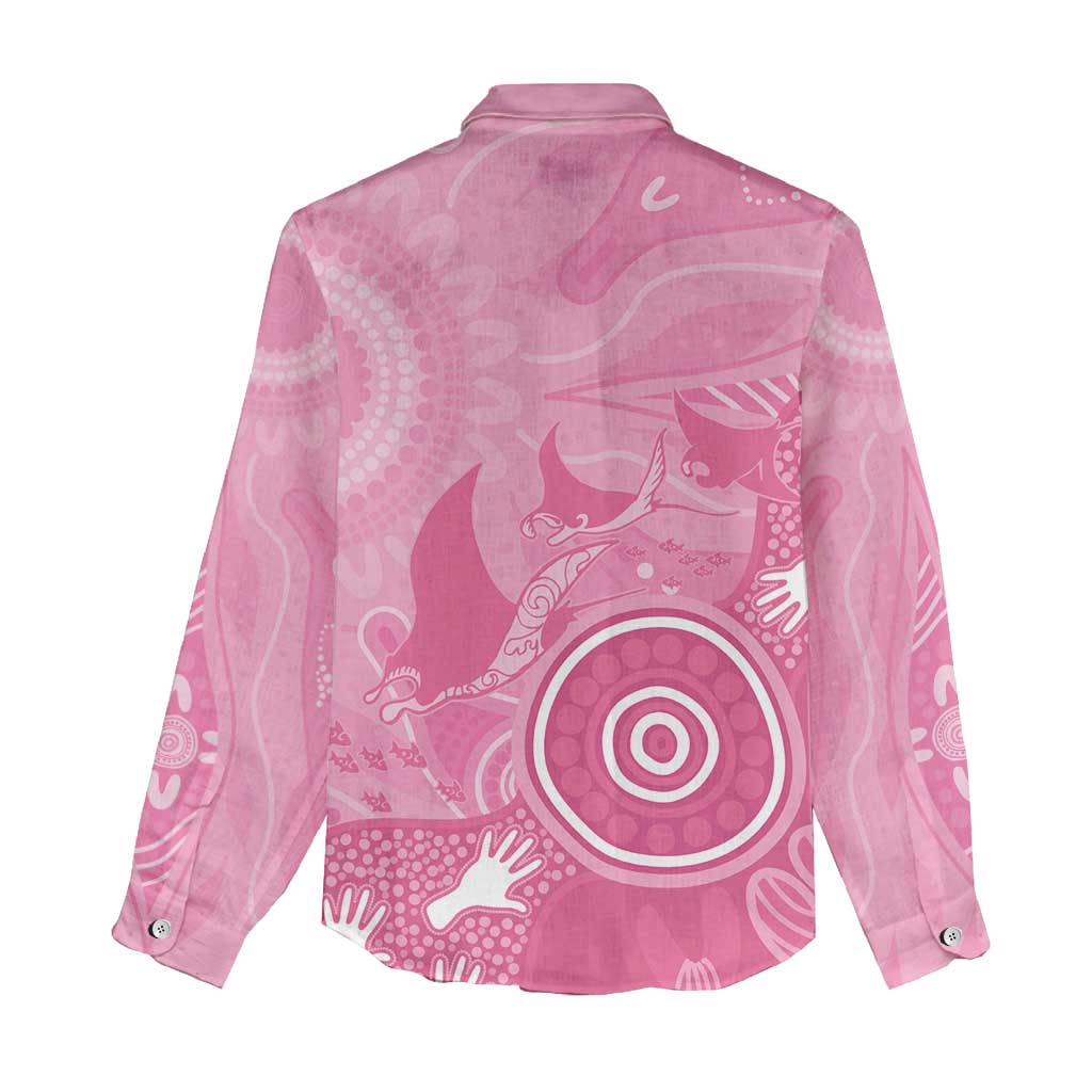 Australia Breast Cancer Awareness Women Casual Shirt Pink Ribbon Manta Ray Aboriginal Art - Vibe Hoodie