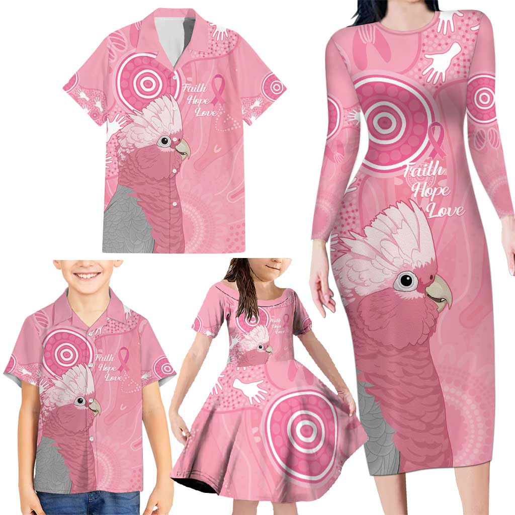 Australia Breast Cancer Awareness Family Matching Long Sleeve Bodycon Dress and Hawaiian Shirt Galah Faith Hope Love Pink Month - Vibe Hoodie