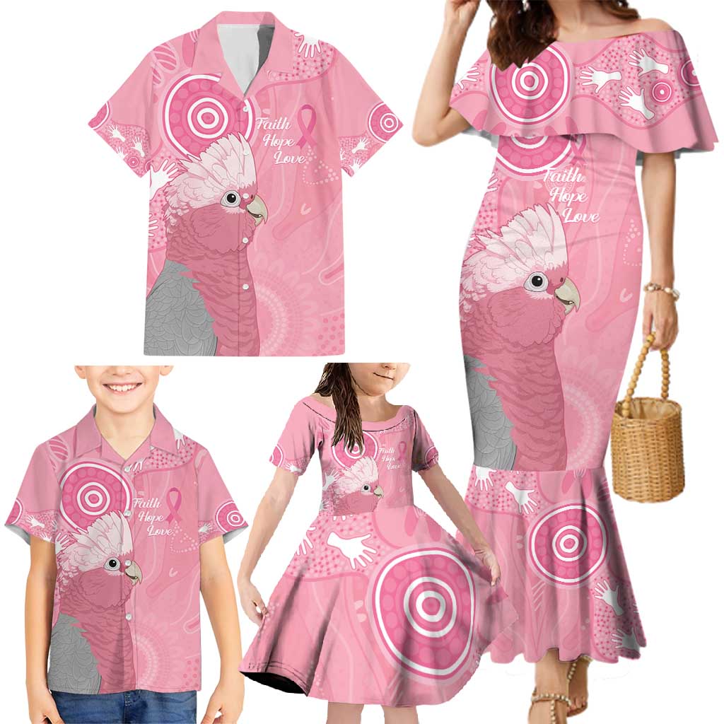 Australia Breast Cancer Awareness Family Matching Mermaid Dress and Hawaiian Shirt Galah Faith Hope Love Pink Month - Vibe Hoodie