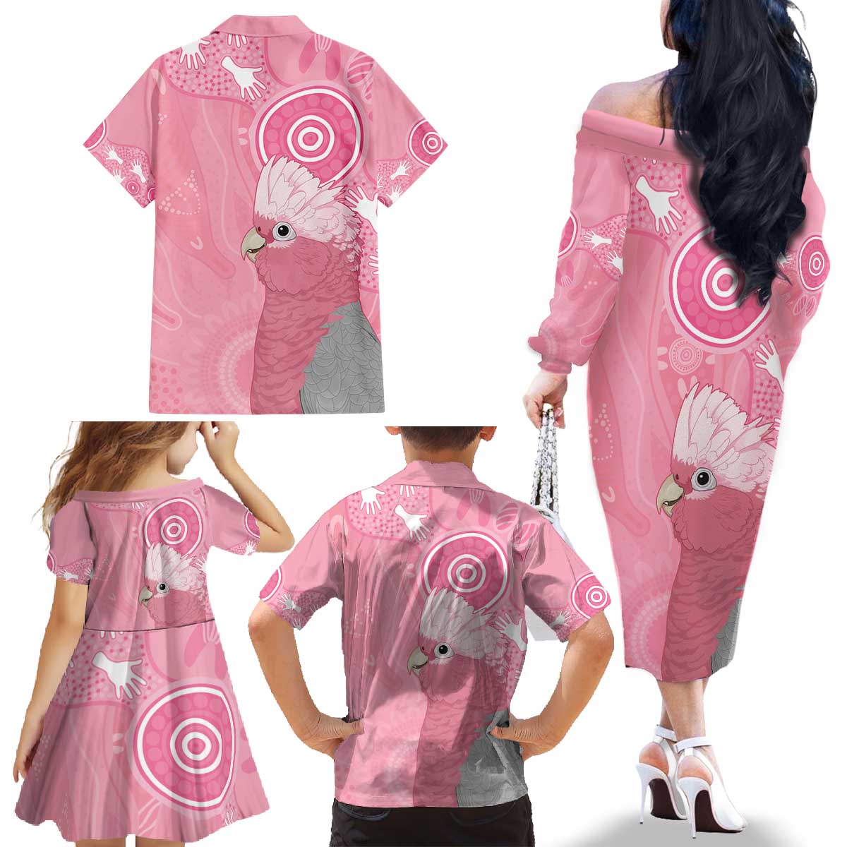 Australia Breast Cancer Awareness Family Matching Off The Shoulder Long Sleeve Dress and Hawaiian Shirt Galah Faith Hope Love Pink Month - Vibe Hoodie