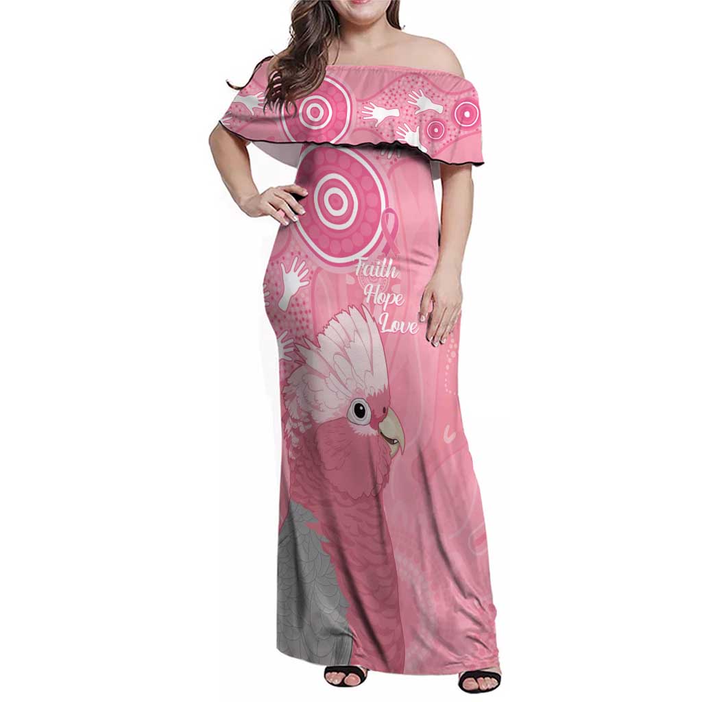 Australia Breast Cancer Awareness Family Matching Off Shoulder Maxi Dress and Hawaiian Shirt Galah Faith Hope Love Pink Month - Vibe Hoodie
