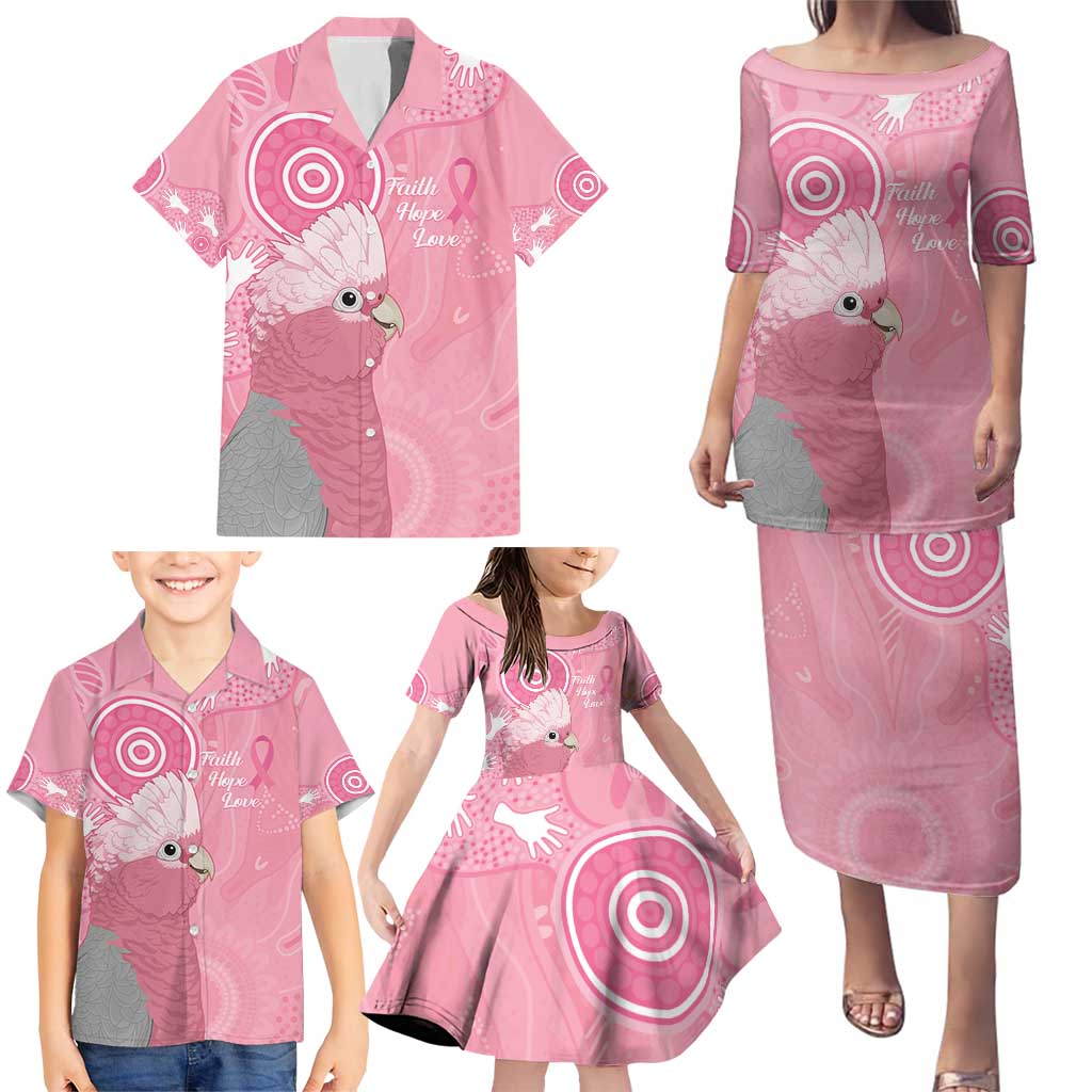 Australia Breast Cancer Awareness Family Matching Puletasi and Hawaiian Shirt Galah Faith Hope Love Pink Month - Vibe Hoodie