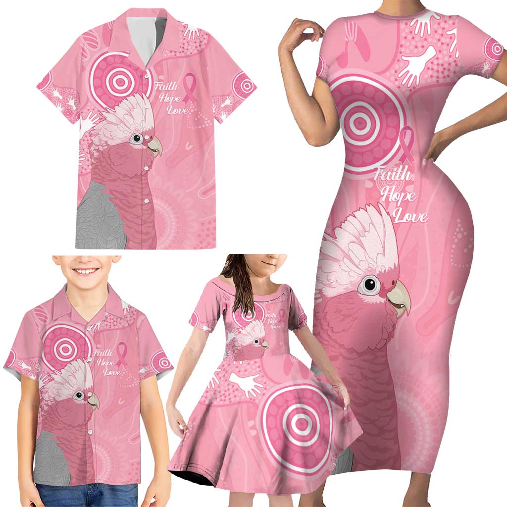 Australia Breast Cancer Awareness Family Matching Short Sleeve Bodycon Dress and Hawaiian Shirt Galah Faith Hope Love Pink Month - Vibe Hoodie