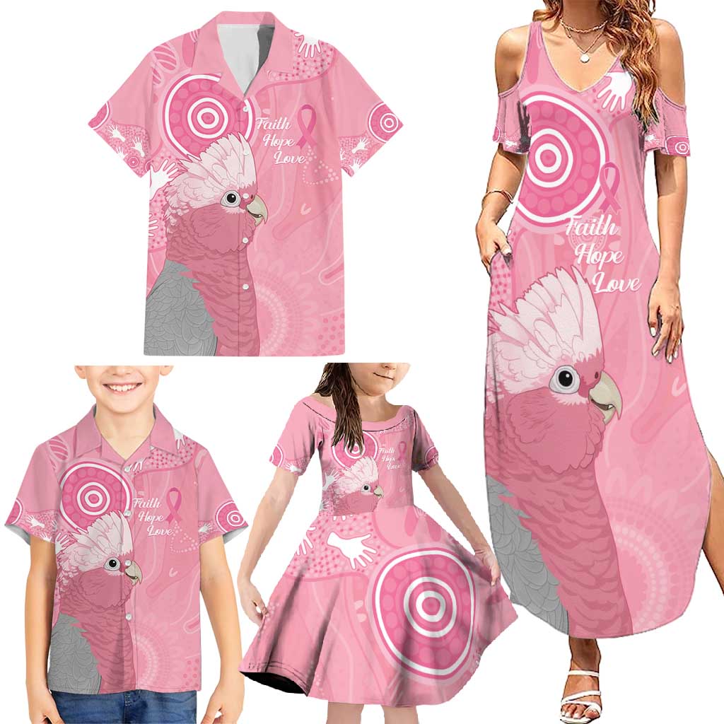 Australia Breast Cancer Awareness Family Matching Summer Maxi Dress and Hawaiian Shirt Galah Faith Hope Love Pink Month - Vibe Hoodie
