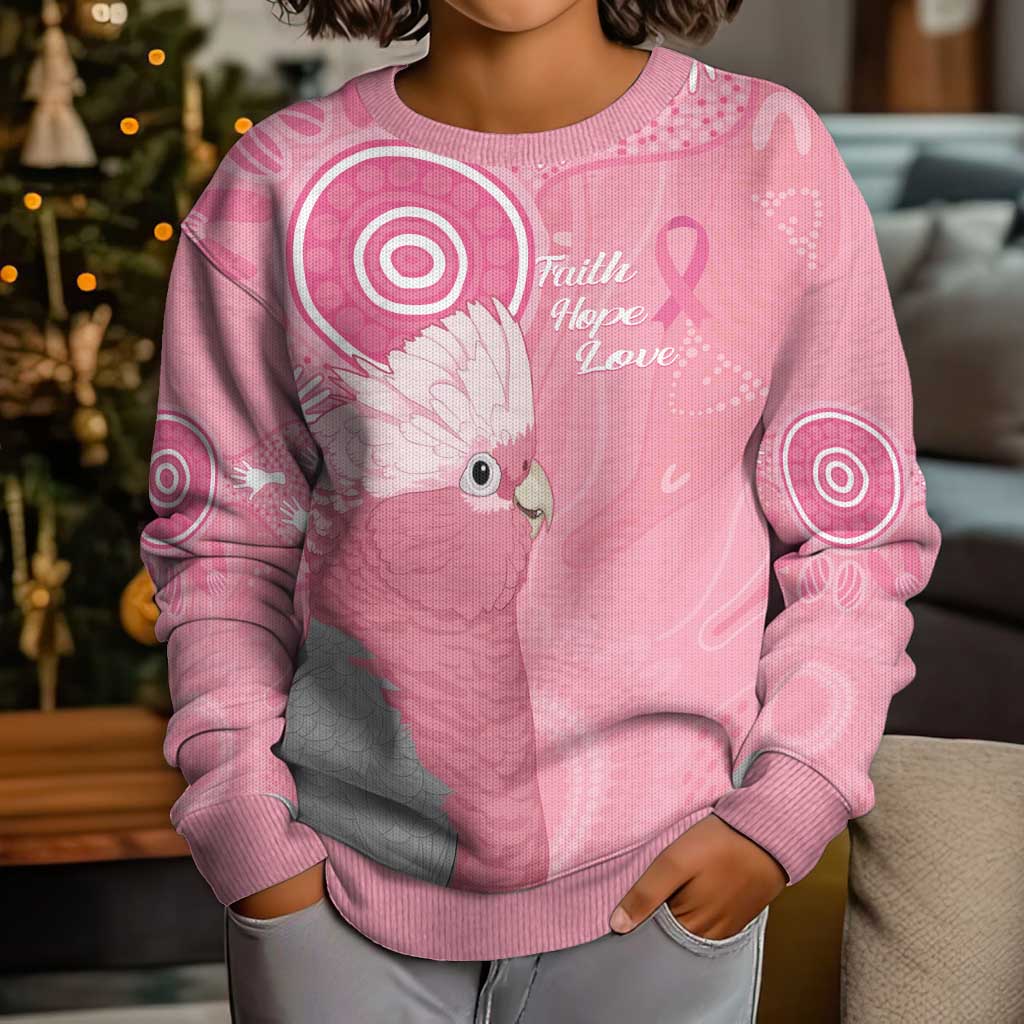 Australia Breast Cancer Awareness Kid Ugly Christmas Sweater Galah Faith Hope Love Pink Month - Vibe Hoodie