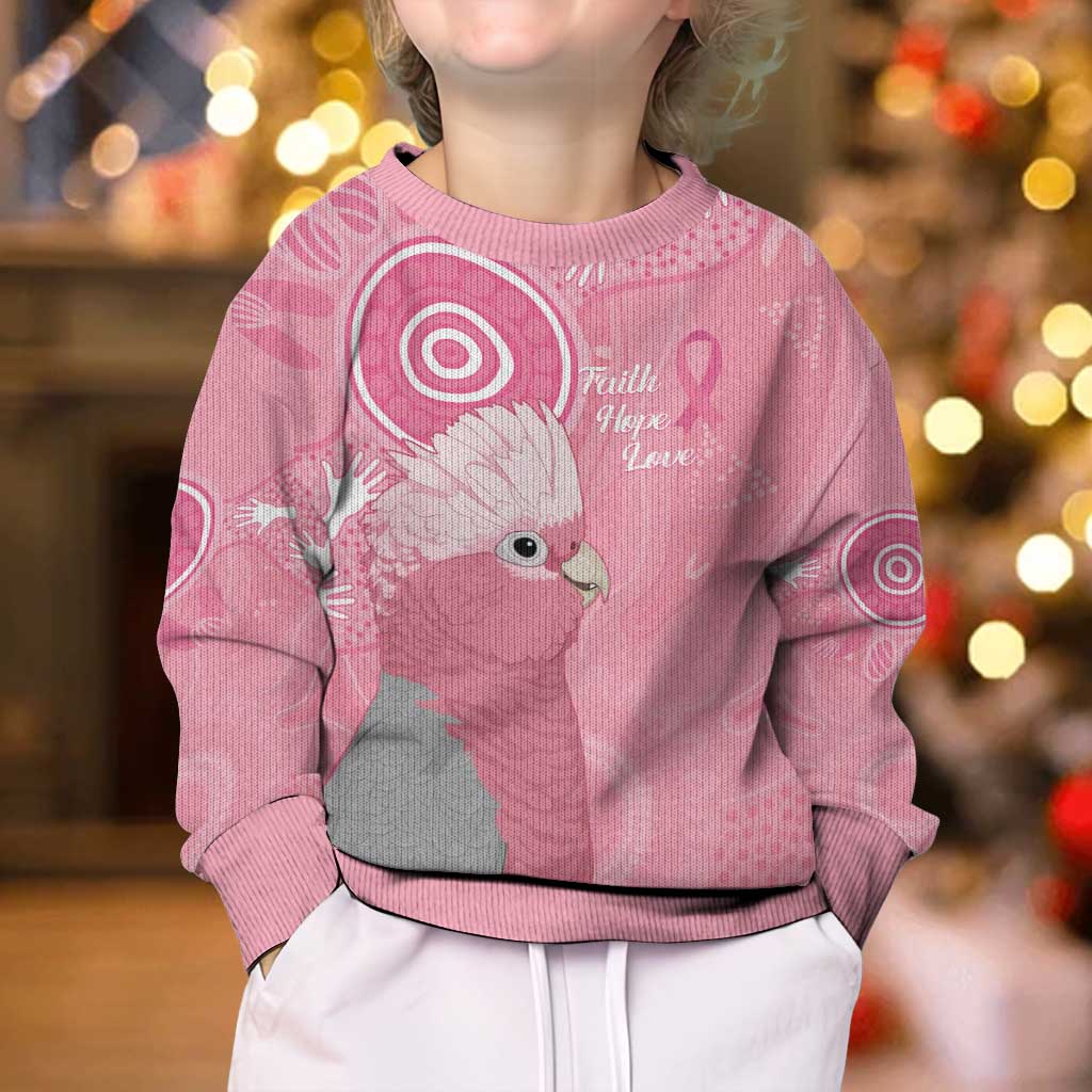 Australia Breast Cancer Awareness Kid Ugly Christmas Sweater Galah Faith Hope Love Pink Month - Vibe Hoodie