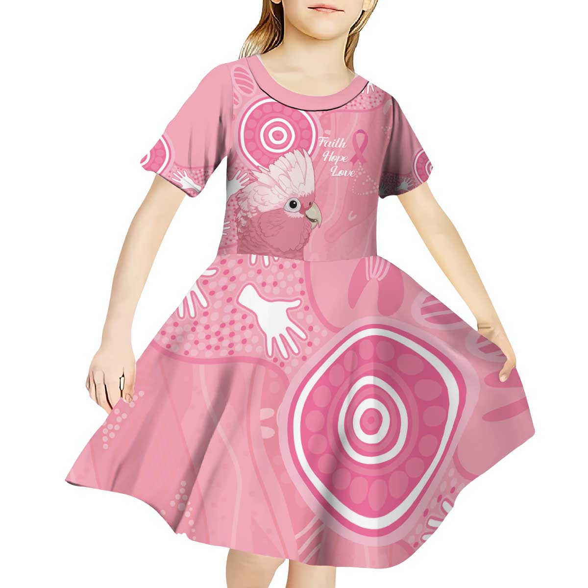 Australia Breast Cancer Awareness Kid Short Sleeve Dress Galah Faith Hope Love Pink Month - Vibe Hoodie