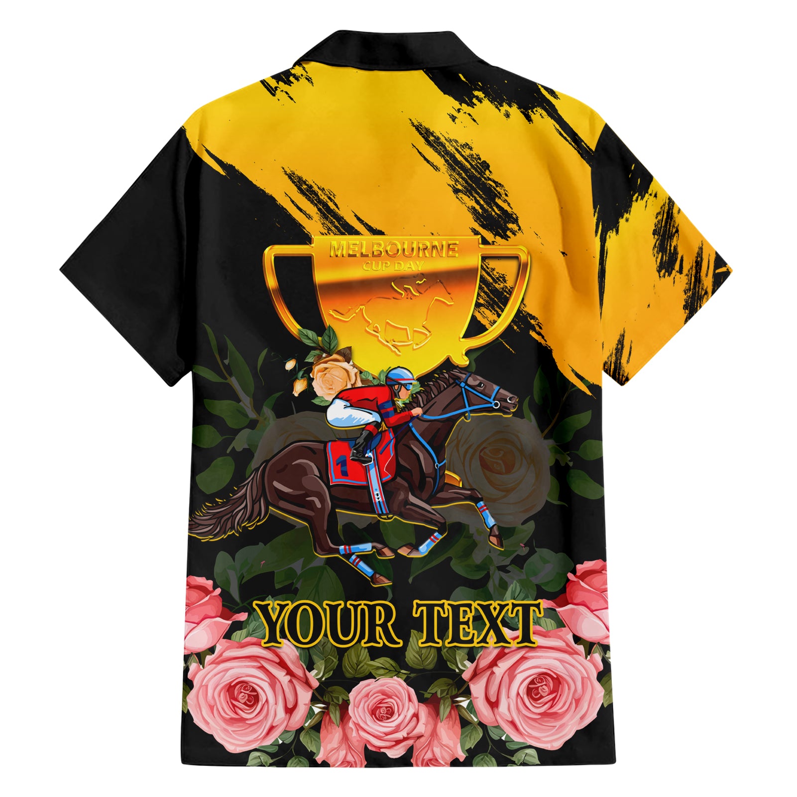 Personalised Australia Melbourne Cup Day Hawaiian Shirt 2023 Horse Racing Trophy With Roses - Vibe Hoodie Shop