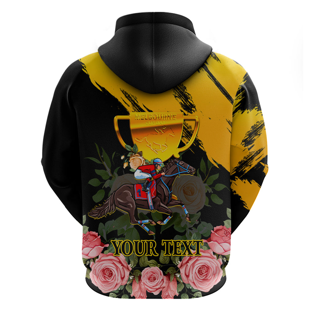 Personalised Australia Melbourne Cup Day Hoodie 2023 Horse Racing Trophy With Roses - Vibe Hoodie Shop