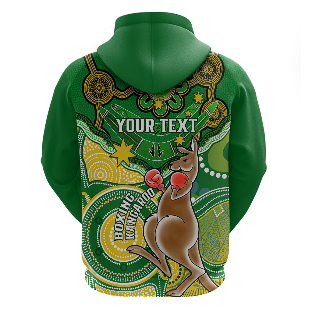 Personalised Australia Boxing Kangaroo Hoodie Aussie Indigenous Art Mix National Color - Vibe Hoodie Shop