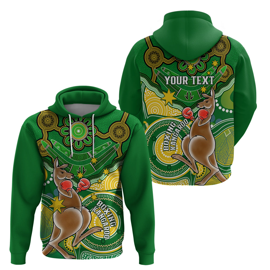 Personalised Australia Boxing Kangaroo Hoodie Aussie Indigenous Art Mix National Color - Vibe Hoodie Shop