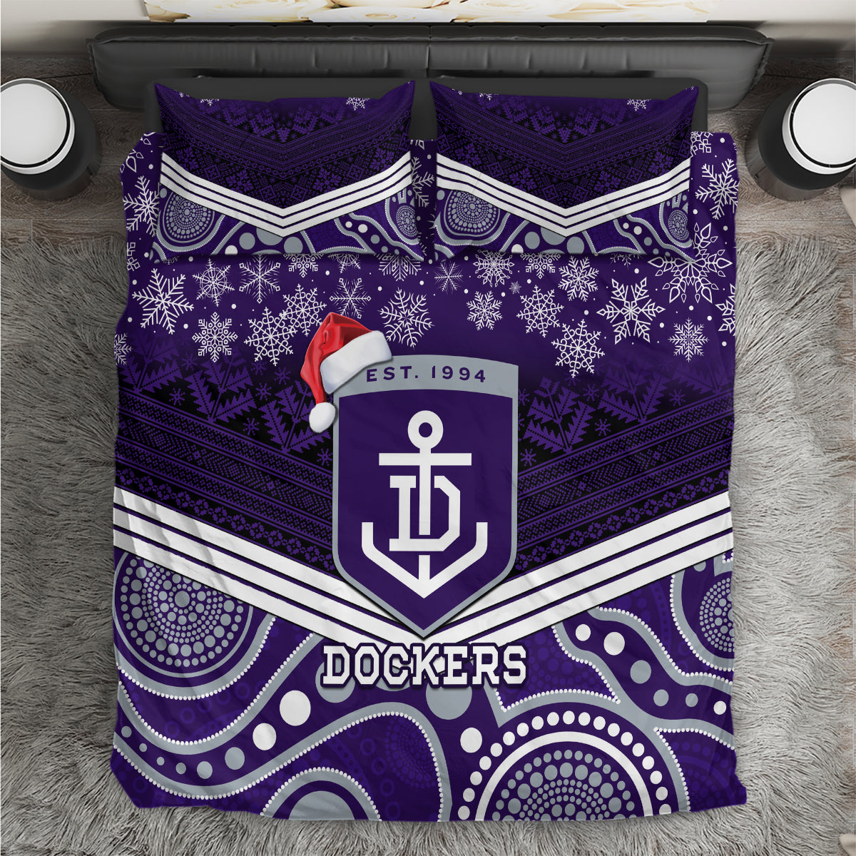 Custom Dockers Football Christmas Bedding Set Merry Xmas 2023 Mix Aboriginal Art - Vibe Hoodie Shop