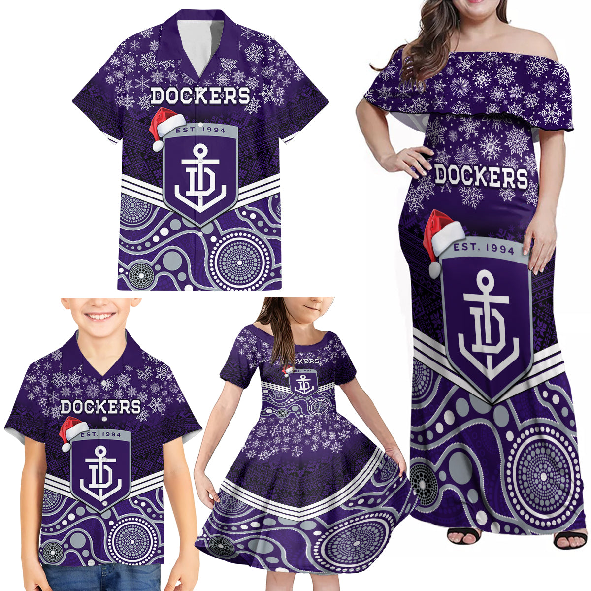 custom-dockers-football-christmas-family-matching-off-shoulder-maxi-dress-and-hawaiian-shirt-merry-xmas-2023-mix-aboriginal-art