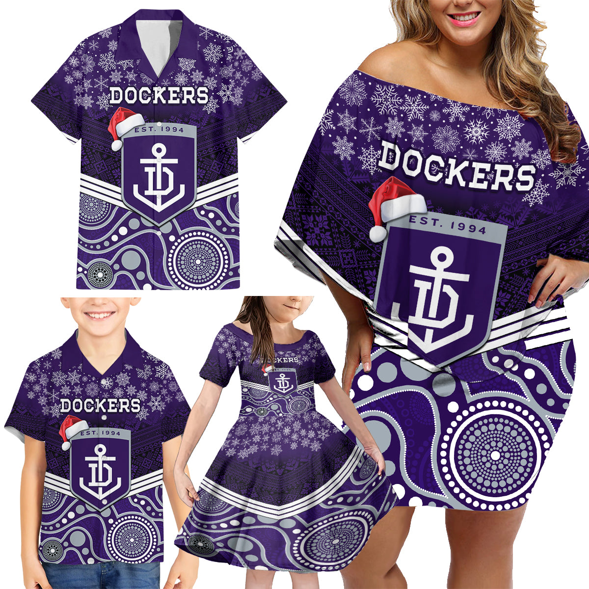 custom-dockers-football-christmas-family-matching-off-shoulder-short-dress-and-hawaiian-shirt-merry-xmas-2023-mix-aboriginal-art