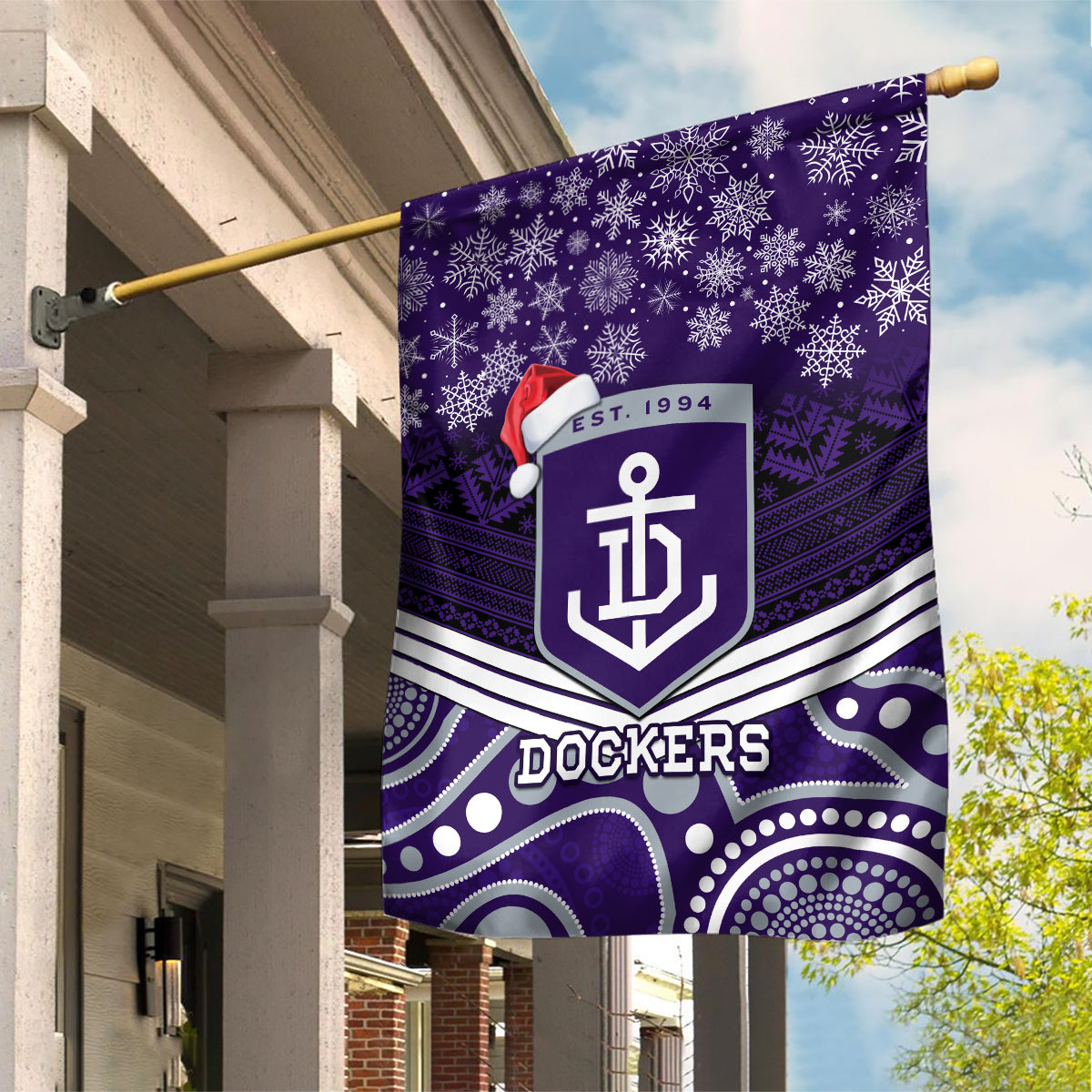 Custom Dockers Football Christmas Garden Flag Merry Xmas 2023 Mix Aboriginal Art - Vibe Hoodie Shop