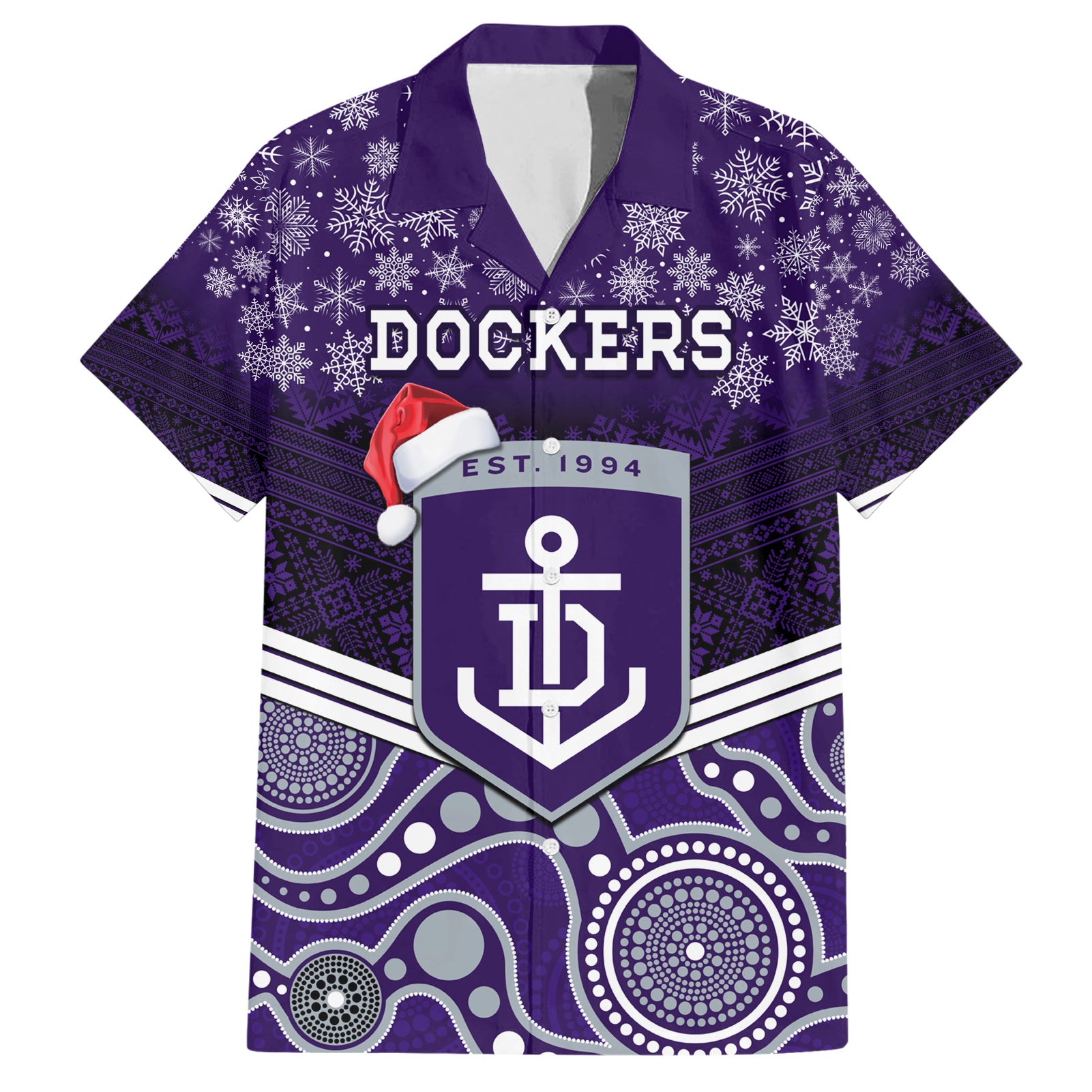 Custom Dockers Football Christmas Hawaiian Shirt Merry Xmas 2023 Mix Aboriginal Art - Vibe Hoodie Shop
