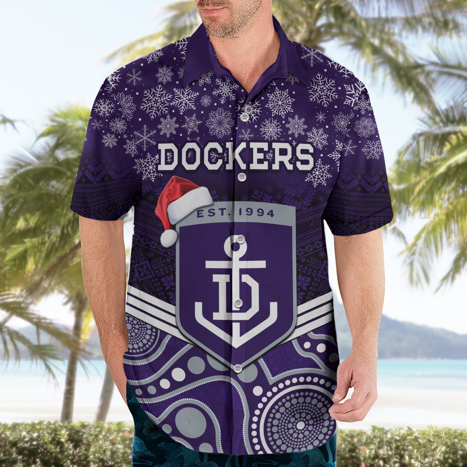 Custom Dockers Football Christmas Hawaiian Shirt Merry Xmas 2023 Mix Aboriginal Art - Vibe Hoodie Shop