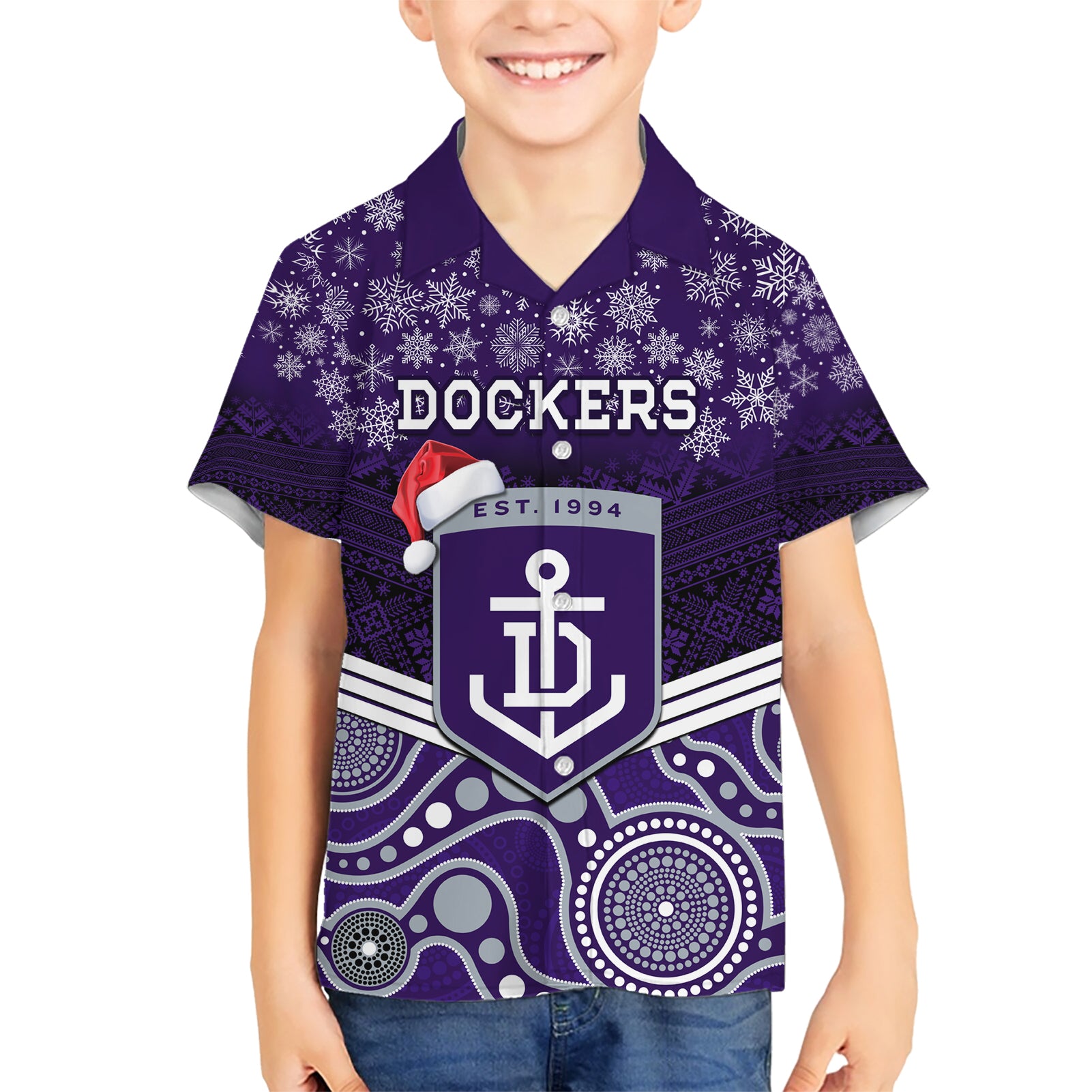 Custom Dockers Football Christmas Hawaiian Shirt Merry Xmas 2023 Mix Aboriginal Art - Vibe Hoodie Shop
