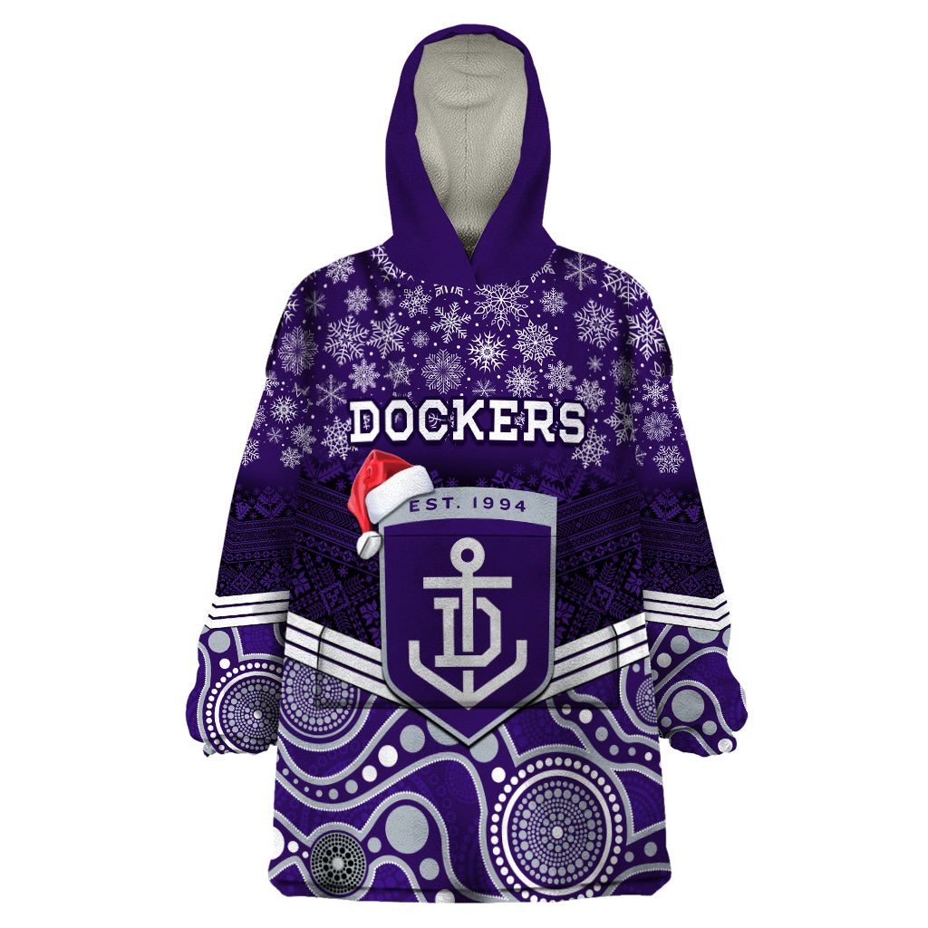 Custom Dockers Football Christmas Wearable Blanket Hoodie Merry Xmas 2023 Mix Aboriginal Art - Vibe Hoodie Shop