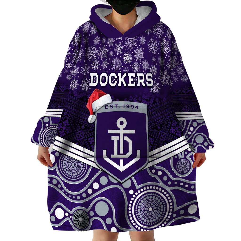 Custom Dockers Football Christmas Wearable Blanket Hoodie Merry Xmas 2023 Mix Aboriginal Art - Vibe Hoodie Shop