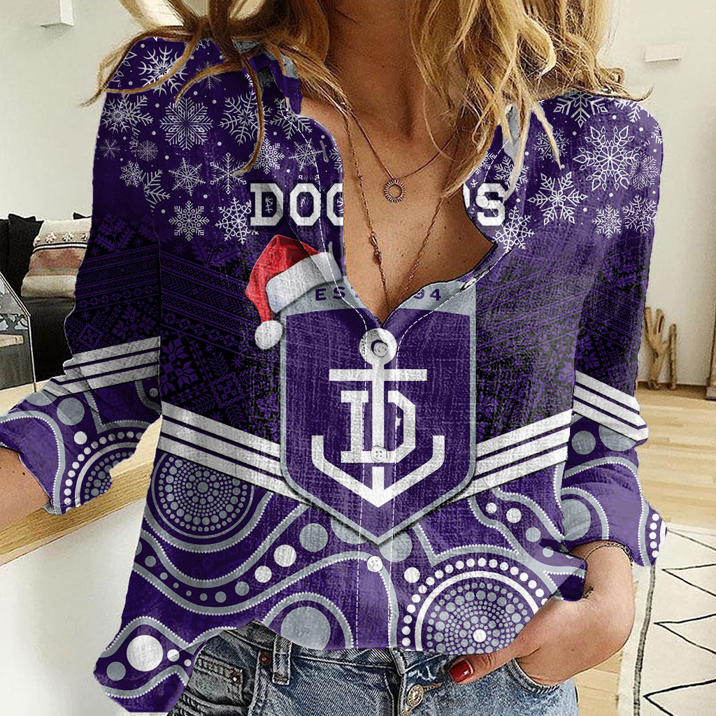Custom Dockers Football Christmas Women Casual Shirt Merry Xmas 2023 Mix Aboriginal Art - Vibe Hoodie Shop