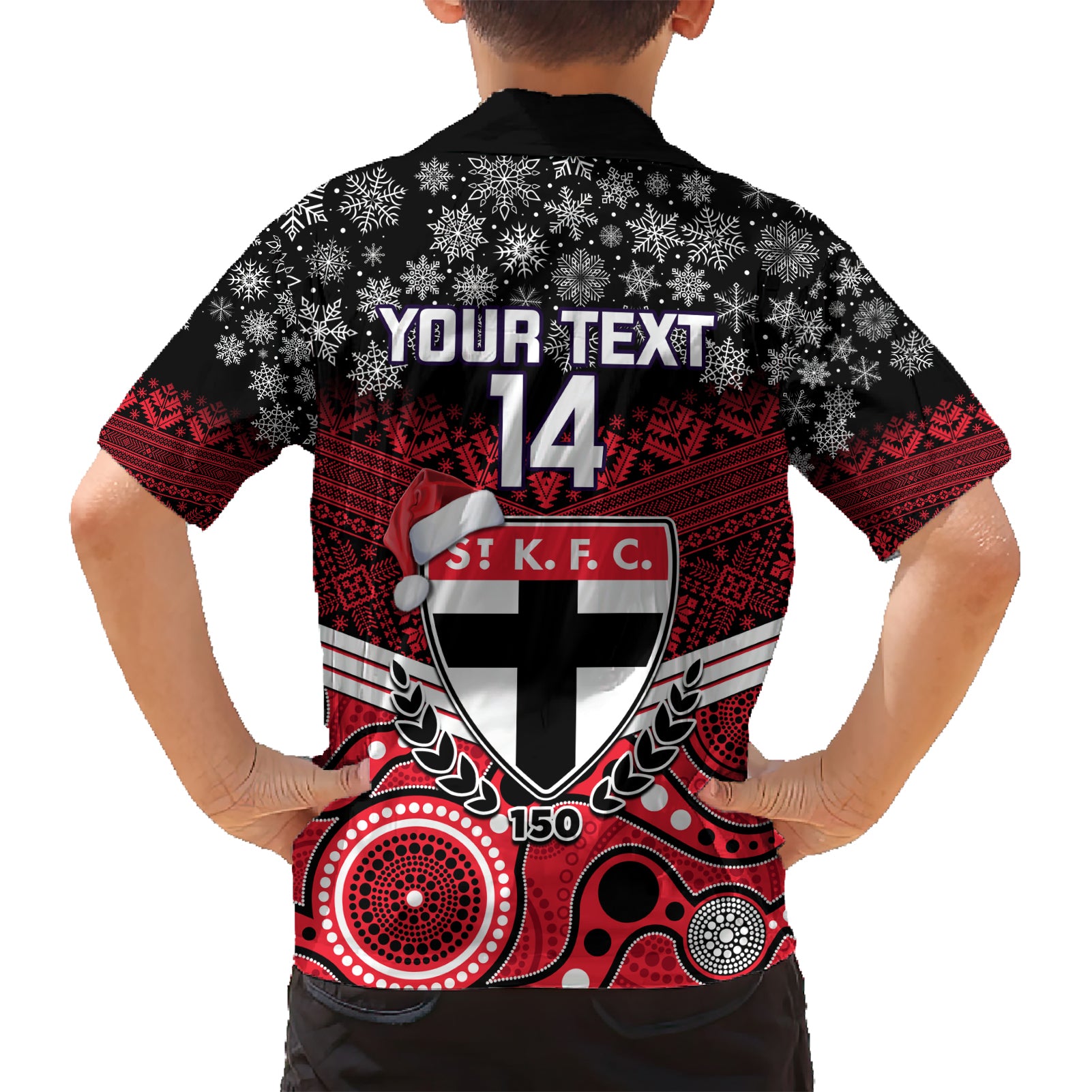 Custom St Kilda Football Christmas Hawaiian Shirt Merry Xmas 2023 Mix Aboriginal Art - Vibe Hoodie Shop