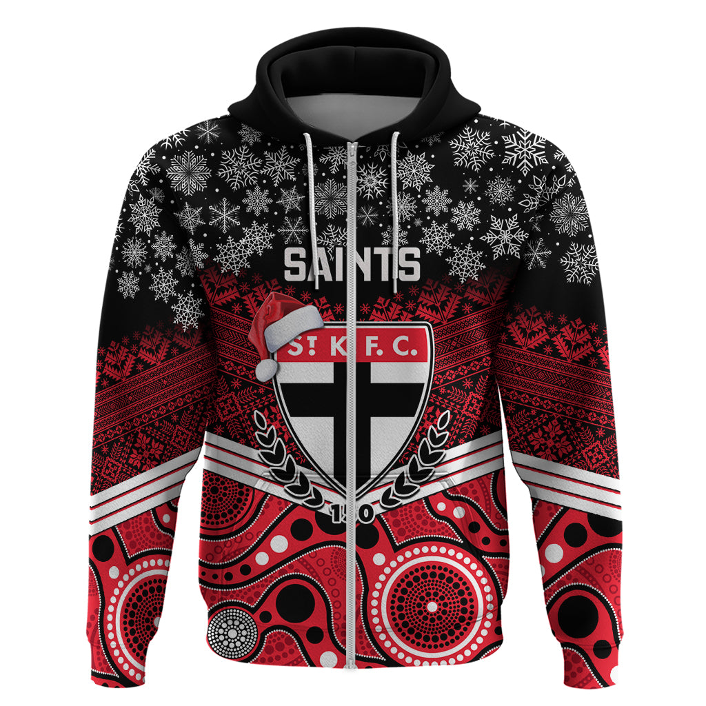 Custom St Kilda Football Christmas Hoodie Merry Xmas 2023 Mix Aboriginal Art - Vibe Hoodie Shop