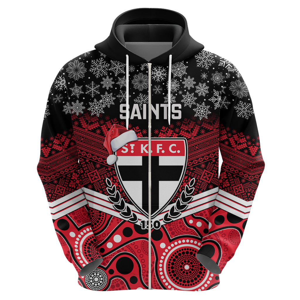 Custom St Kilda Football Christmas Hoodie Merry Xmas 2023 Mix Aboriginal Art - Vibe Hoodie Shop