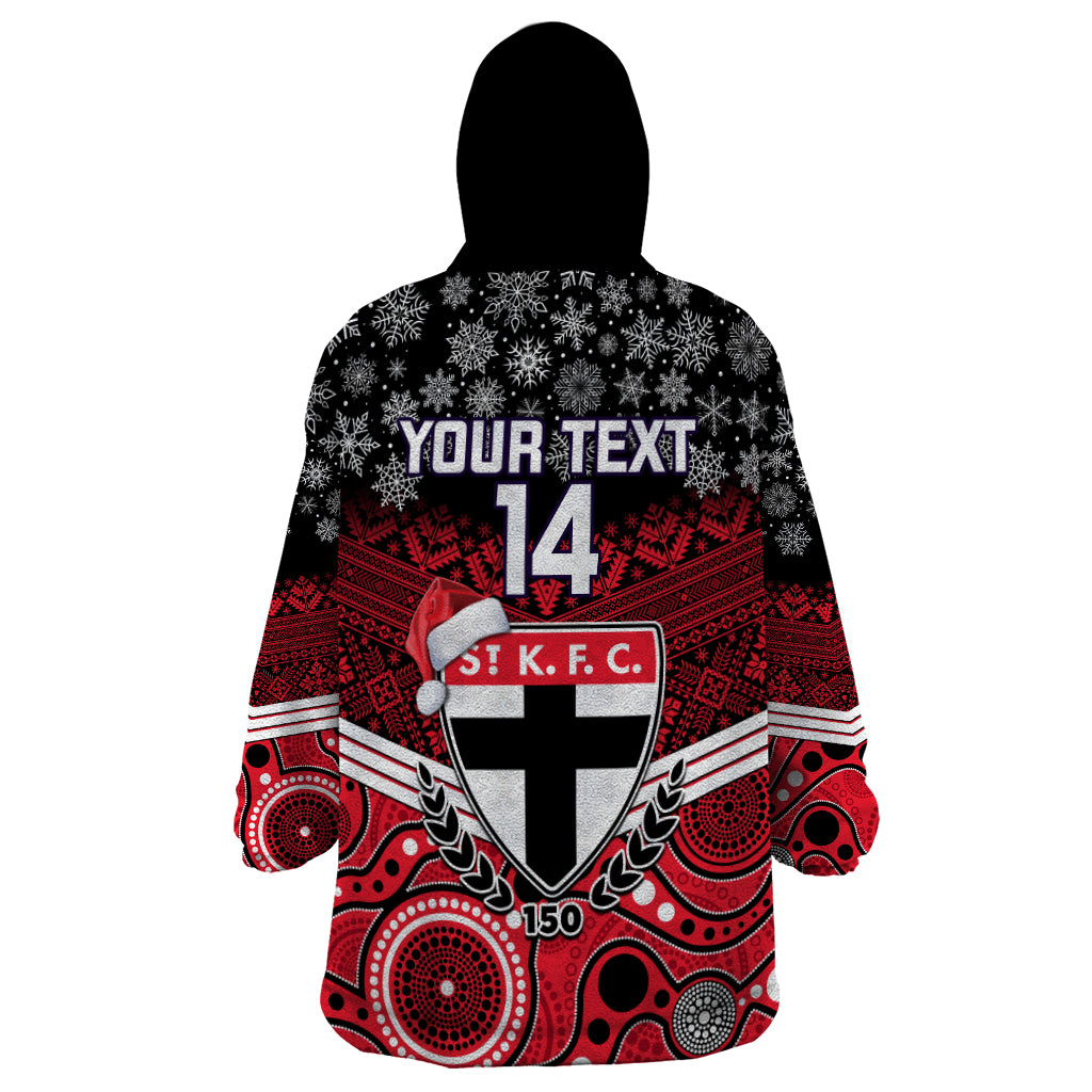 Custom St Kilda Football Christmas Wearable Blanket Hoodie Merry Xmas 2023 Mix Aboriginal Art - Vibe Hoodie Shop