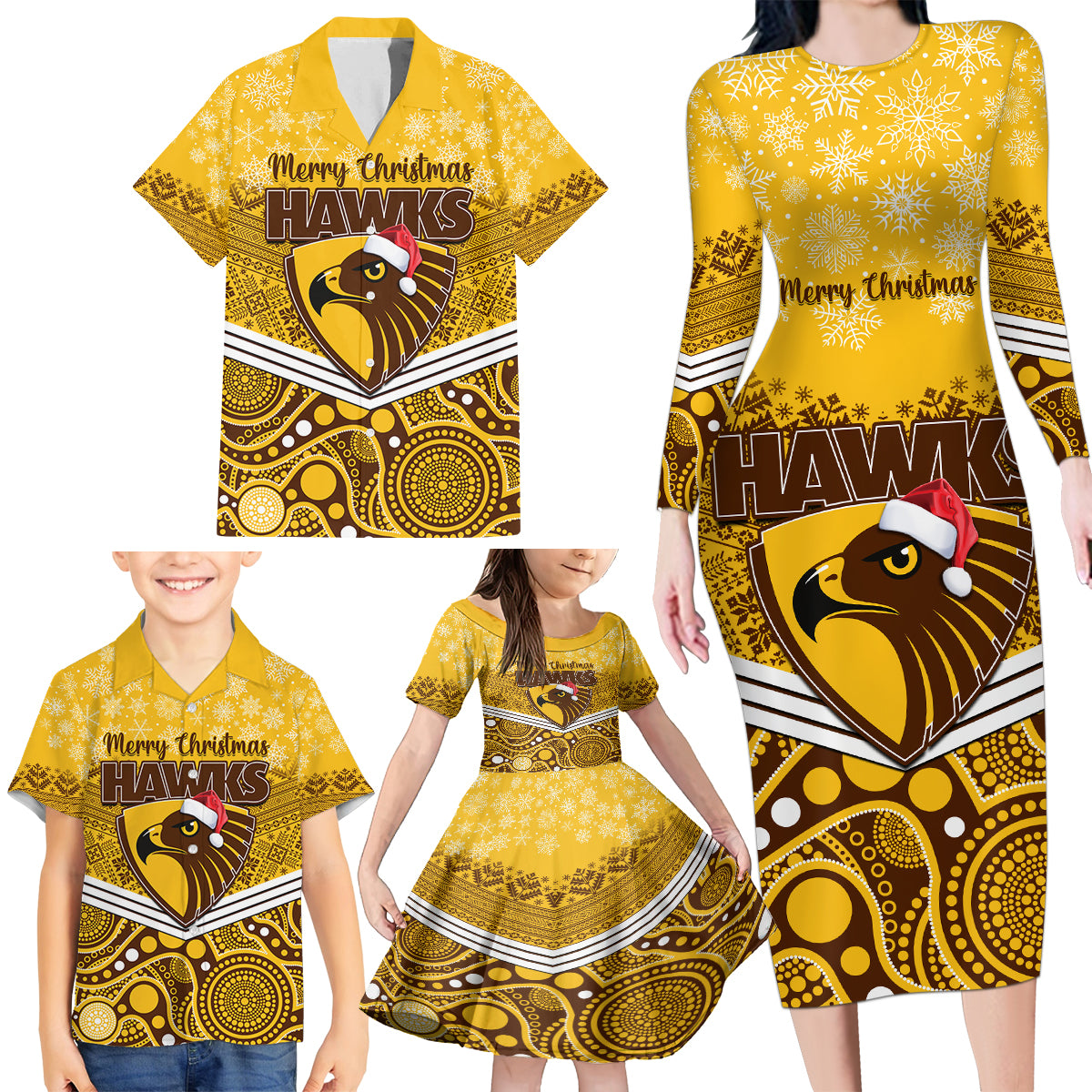 custom-hawthorn-football-christmas-family-matching-long-sleeve-bodycon-dress-and-hawaiian-shirt-merry-xmas-2023-mix-aboriginal-art