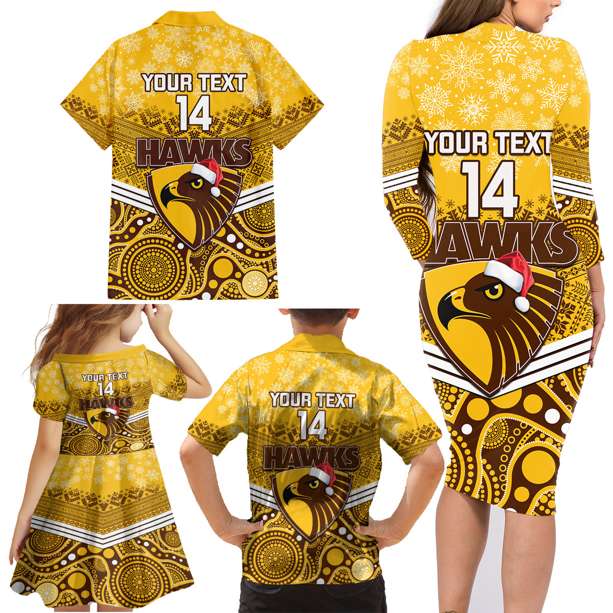 custom-hawthorn-football-christmas-family-matching-long-sleeve-bodycon-dress-and-hawaiian-shirt-merry-xmas-2023-mix-aboriginal-art