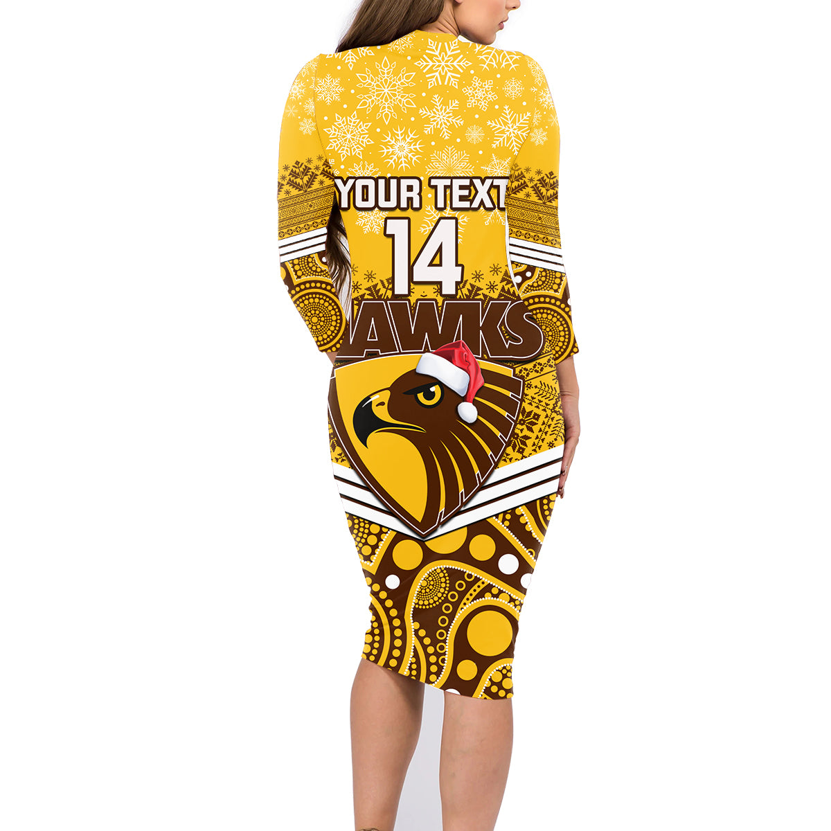 custom-hawthorn-football-christmas-family-matching-long-sleeve-bodycon-dress-and-hawaiian-shirt-merry-xmas-2023-mix-aboriginal-art