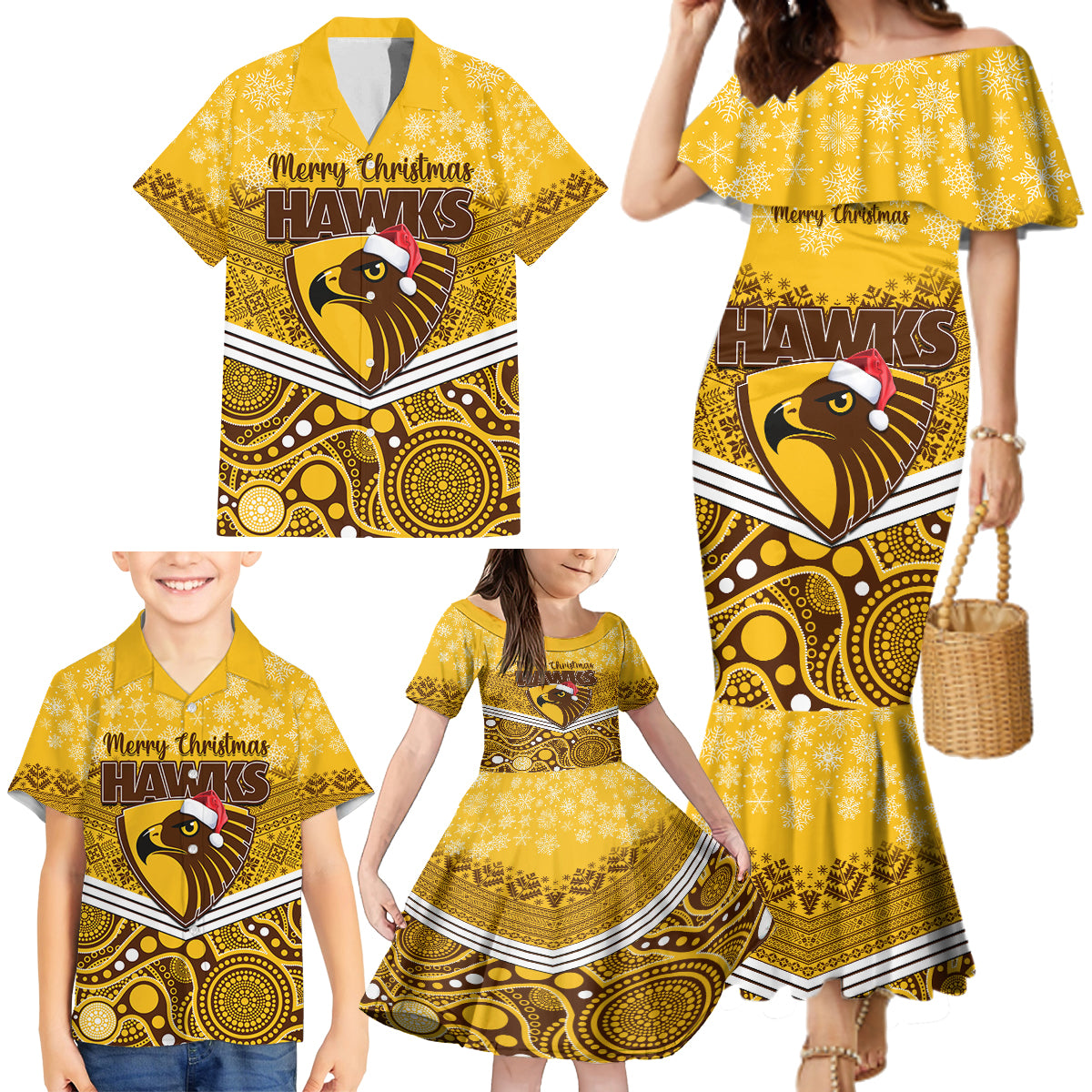 custom-hawthorn-football-christmas-family-matching-mermaid-dress-and-hawaiian-shirt-merry-xmas-2023-mix-aboriginal-art