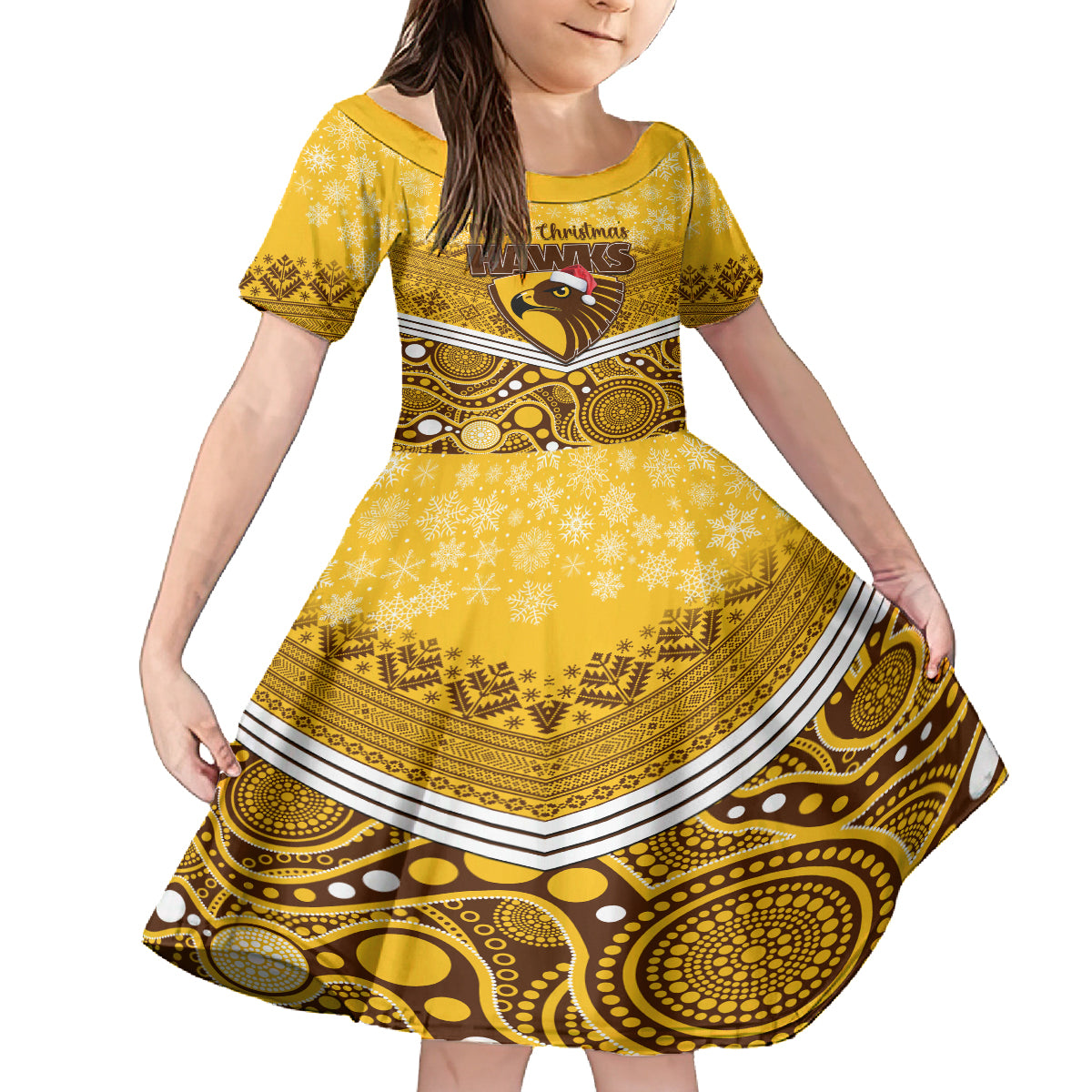 custom-hawthorn-football-christmas-family-matching-off-shoulder-maxi-dress-and-hawaiian-shirt-merry-xmas-2023-mix-aboriginal-art