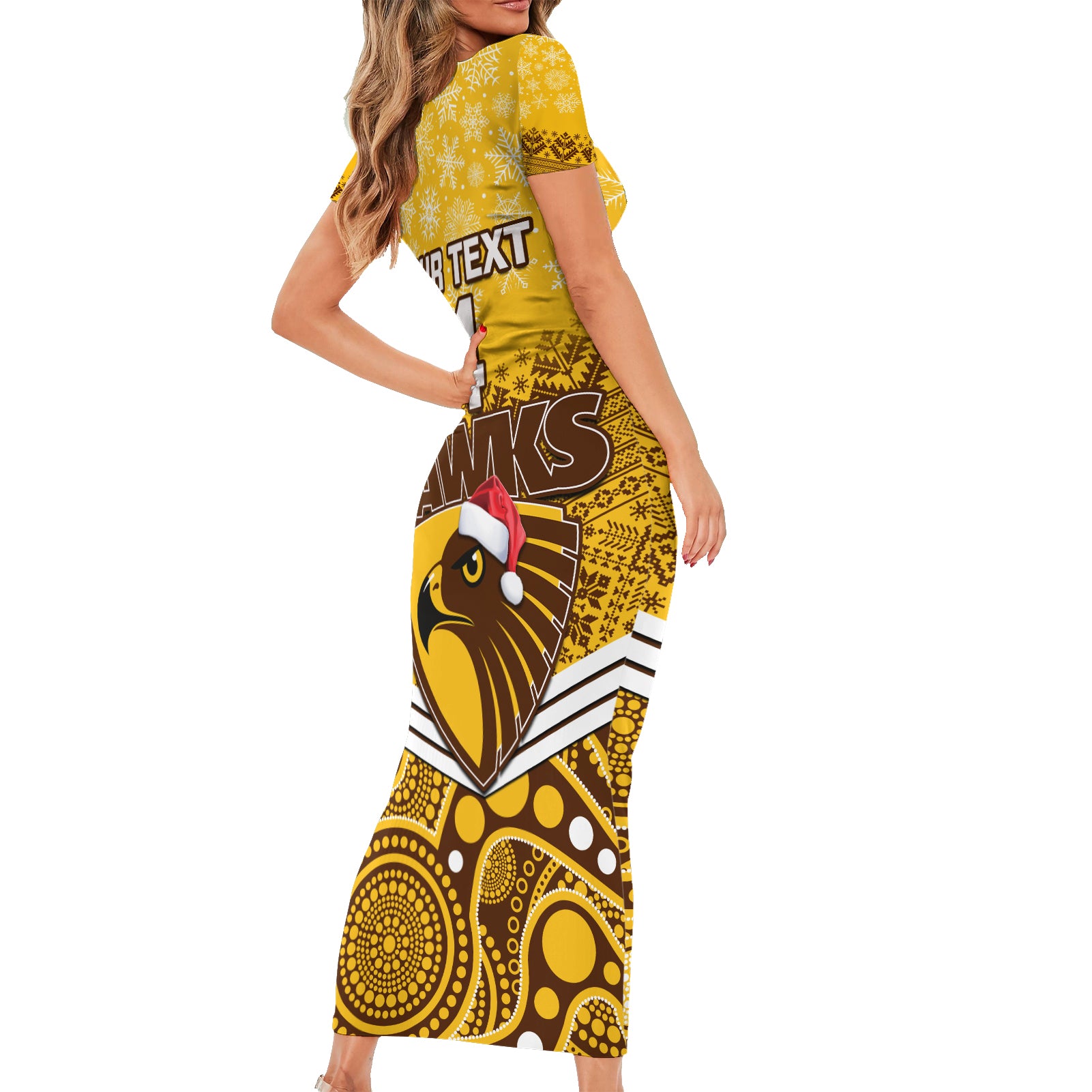 custom-hawthorn-football-christmas-family-matching-short-sleeve-bodycon-dress-and-hawaiian-shirt-merry-xmas-2023-mix-aboriginal-art