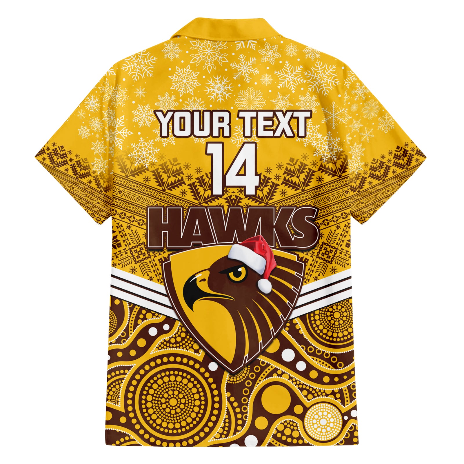 Custom Hawthorn Football Christmas Hawaiian Shirt Merry Xmas 2023 Mix Aboriginal Art - Vibe Hoodie Shop