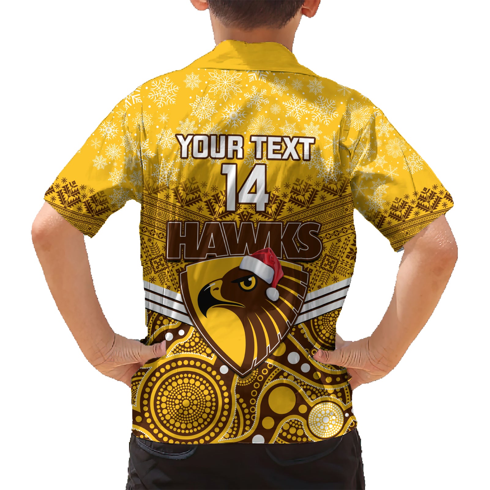 Custom Hawthorn Football Christmas Hawaiian Shirt Merry Xmas 2023 Mix Aboriginal Art - Vibe Hoodie Shop
