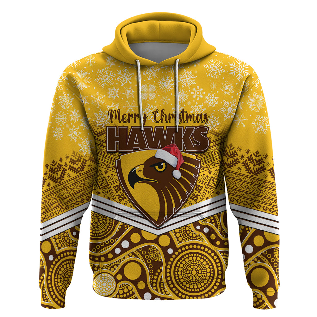 Custom Hawthorn Football Christmas Hoodie Merry Xmas 2023 Mix Aboriginal Art - Vibe Hoodie Shop