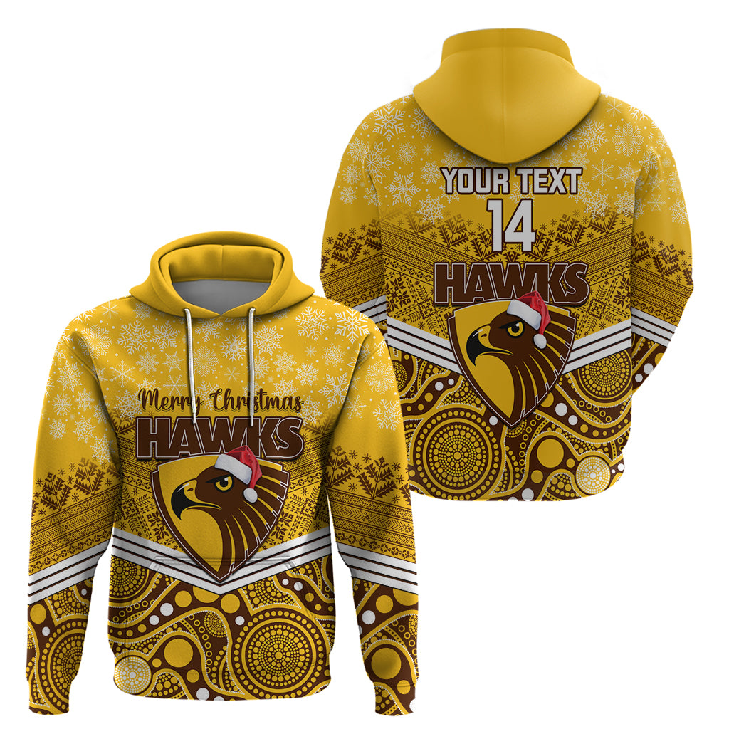 Custom Hawthorn Football Christmas Hoodie Merry Xmas 2023 Mix Aboriginal Art - Vibe Hoodie Shop