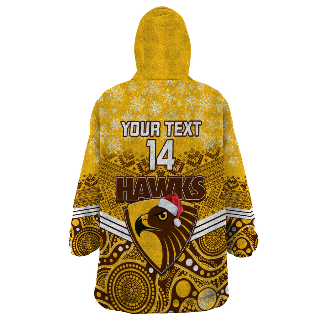 Custom Hawthorn Football Christmas Wearable Blanket Hoodie Merry Xmas 2023 Mix Aboriginal Art - Vibe Hoodie Shop